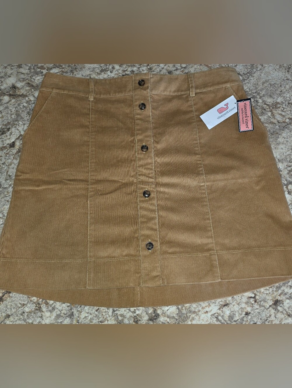 Vineyard Vines Tan Corduroy Button-Front Skirt NWT Large